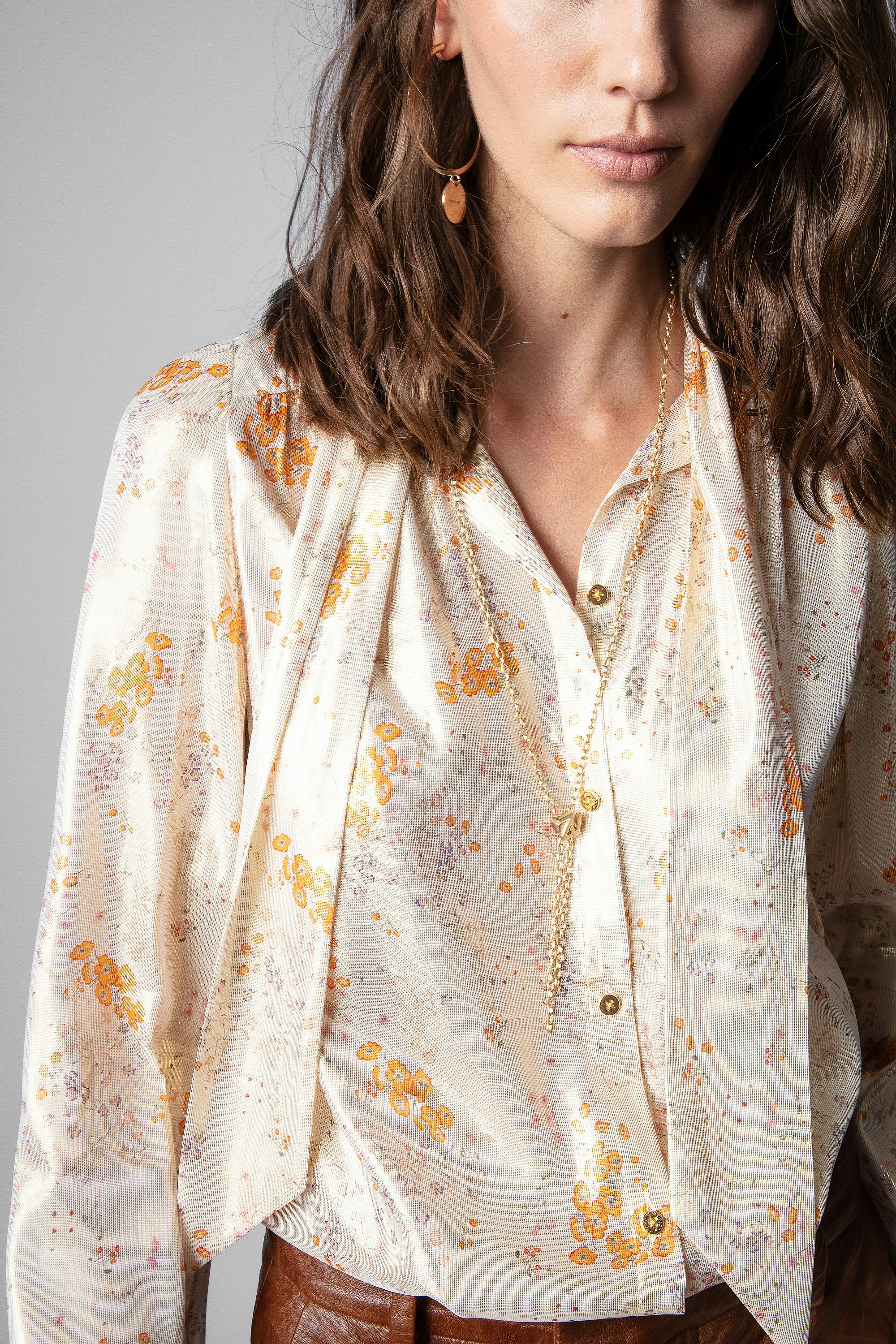 Camicia Tioly - Camicetta con colletto alla lavallière beige cangiante donna